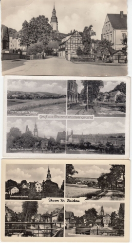 Sachsen - Thurm (Mülsengrund), 5 versch. sw-Fotokarten ex 1932/65