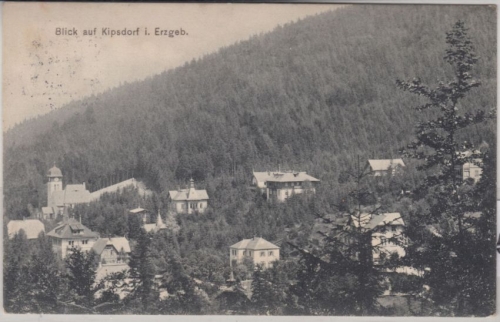 Sachsen - Kipsdorf i. Erzgeb., Ortsansicht, sw-AK gelaufen 1913