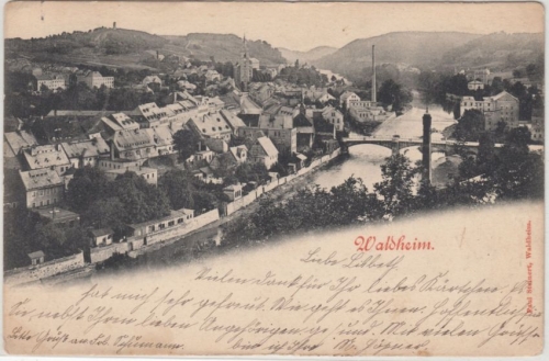 Sachsen - Waldheim Ortsansicht sw-AK gelaufen 1898