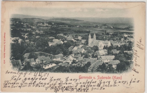 Sachsen-Anhalt - Gernrode u. Suderode, sw-AK gelaufen 1901