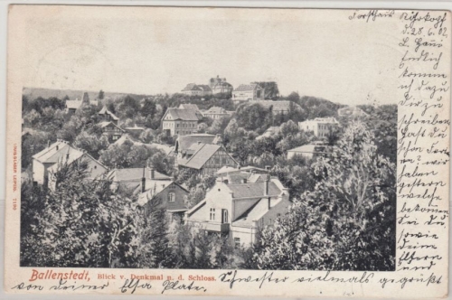 Sachsen-Anhalt - Ballenstedt Ortsansicht, sw-AK gelaufen 1902