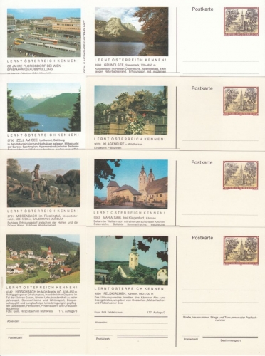 Österreich - 3,50 S. Stift Beras, Bild-GA-Karte, 9 versch. Motive ungebraucht