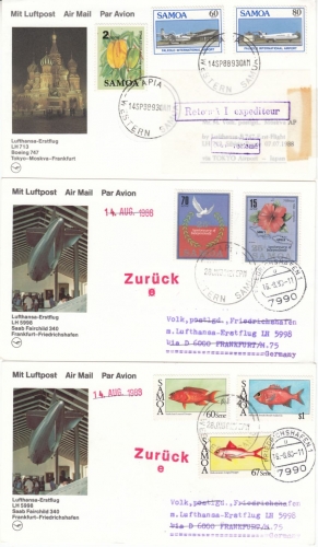 Samoa - 7 Luftpostkarten 1988