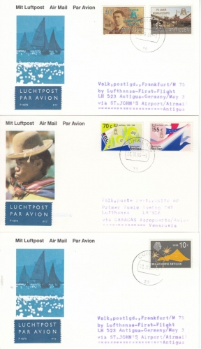 Niederländisch Antillen - 8 Luftpostkarten m. hübschen Frankaturen, 1896