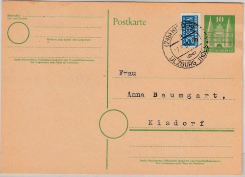 Bizone - (24b) Kisdorf ü. Ulzburg, Poststelle I a. GA-Karte/Ortskarte 1951