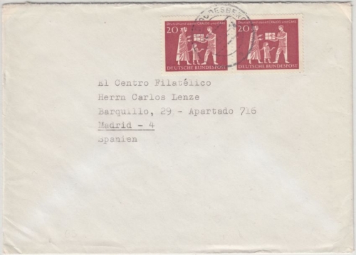 BRD - 2x20 Pfg. Cralog/Care Brief n. SPANIEN Bad Godesberg - Madrid 1963