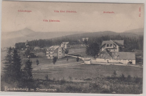 Polen - Brückenberg Riesengebirge, sw-Ortsansicht gelaufen 1911 Schlesien