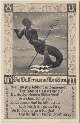 Sternzeichen - Die Wassermann-Menschen, sw-AK ungelaufen ca. 1930