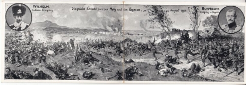 DR - Siegreiche Schlacht zw. Metz u. den Vogesen, sw-Klappkarte 1914 ungelaufen