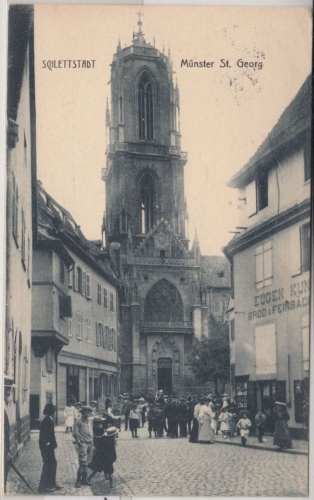 Elsass - Schlettstadt Münster St. Georg, sw-AK gelaufen 1914