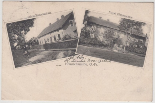 Ostpreussen - Heinrichswalde, Knaben- u. Töchterschule, sw-Mehrbild-AK 1913