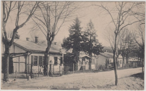 Elsass - Oberhofen Truppenübungsplatz Generals-Baracken sw-AK gelaufen 1916