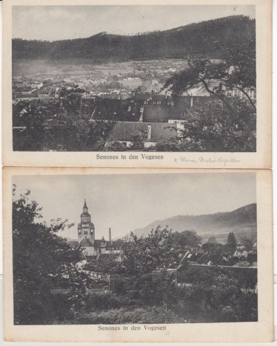 Lothringen - Senones i.d. Vogesen, 2 versch. sw-AK beide ungelaufen ca. 1915