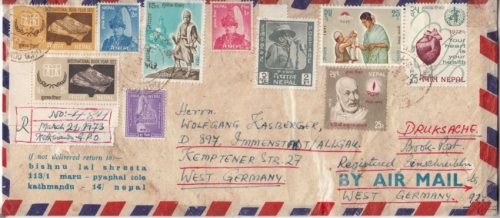 Nepal - Lupo-Einschreibe-Drucksache Kathmandu - Immenstadt 1973