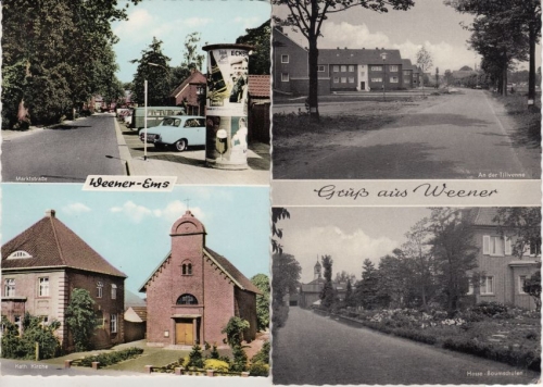 Niedersachsen - Weener Ems 4 versch. farb./sw-Mehrbild-AK ungelaufen ca. 1960/70