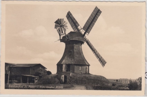 Schleswig-Holstein - St. Peter Eiderstedter Mühle sw-Fotokarte ungelaufen