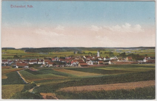 Bayern - Eichendorf Ndb., farb. Ortsansicht, gelaufen 1941