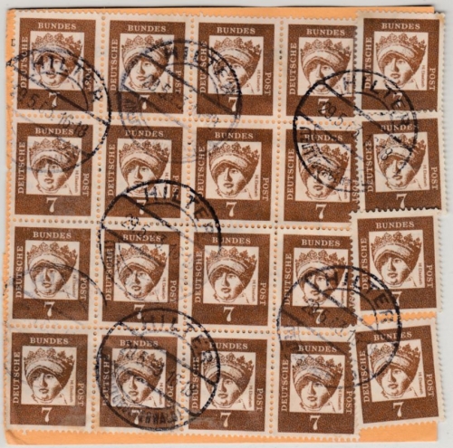 BRD - 20x7+10 Pfg. Bed.Deutsche u.a. Paketkarte Laer - Laichingen 1964