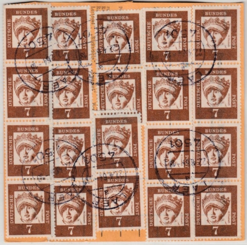 BRD - 20x7+10 Pfg. Bed.Deutsche u.a. Paketkarte Laer - Berlin 1964