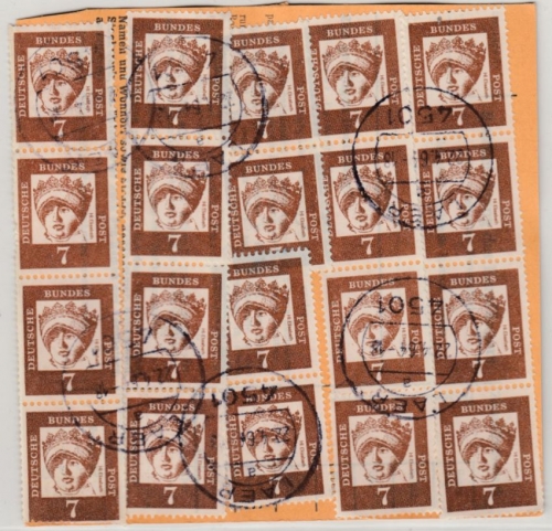 BRD - 20x7+10 Pfg. Bed.Deutsche u.a. Paketkarte Laer - Stuttgart 1964