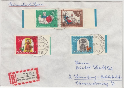 Berlin - Wofa 1967 Frau Holle, Satz/Farbrand Einschreibebrief Wermelskirchen n.