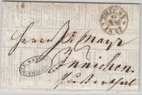 Österreich/Lombardei & Venetien - Triest 1847, K2 a. Brief n. Innichen
