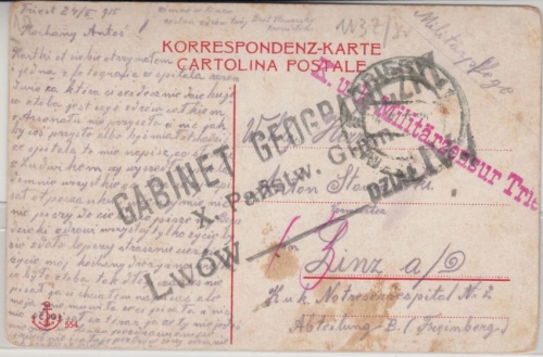 Österreich - Triest 1915, Feldpostkarte n. Linz, Zensur-L1 Triest