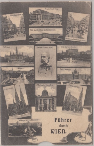 Österreich - Führer durch Wien, mechanische sw-AK gelaufen 1906