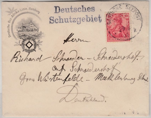 DR - Deutsches Schutzgebiet, L2 a. illustr. Brief (RPD König) 1901 n. Groß-