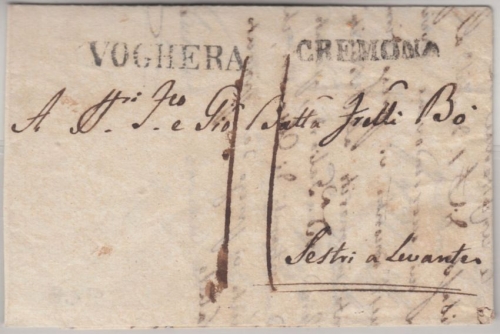 Österreich - Cremona u. Voghera, L1 a. Brief n. Sestri a Levante 1826