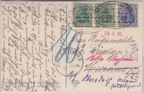 DR - Werdau Annaberg Zug 1957 Bahnpost Karte n. Meerane 1920 Lagergebühr !