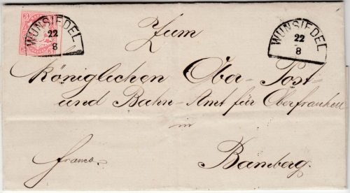 Bayern Wunsiedel 1870 Brief m. postgeschichtlichem Inhalt an OPA Bamberg