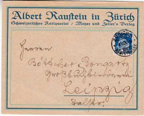 Schweiz 40 Rp. sitz. Helvetia Firmenbrief/Antiquariat Zürich Rämistraße 1922 n.