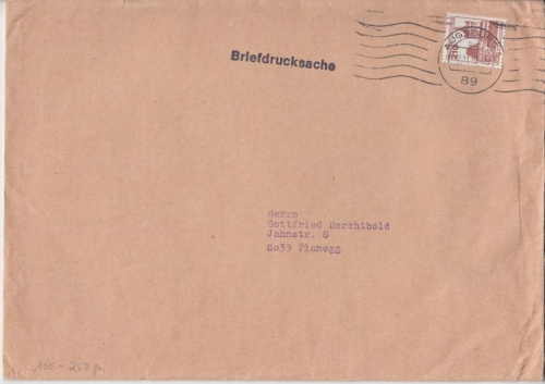 BRD - 210 Pfg. B&S Briefdrucksache 100-250g Augsburg Planegg 1982