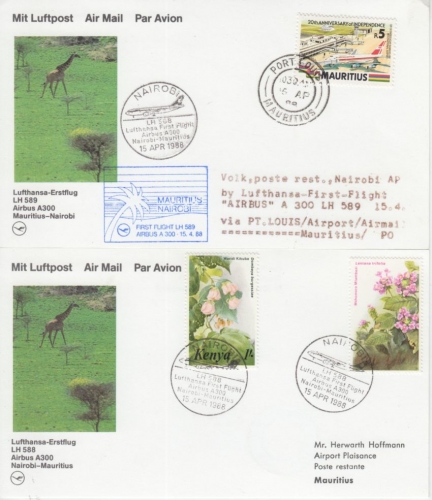 Mauritius/Kenya - Lufthansa 1st-Flug Nairobi-Port Louis-Nairobi 2 1988