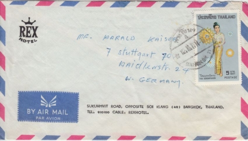 Thailand - 5 B. Frauentracht Luftpostbrief Bangkok Stuttgart 1974