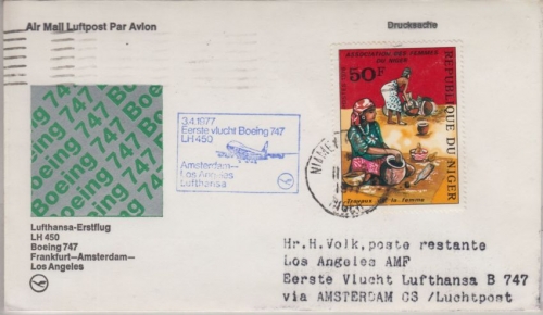 Niger - 50 F. Frauen Töpferin Zuleitungspost Luftpostbrief Niamey 1977 1st-Flug