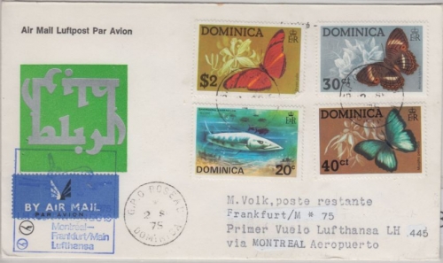 Dominica - Zuleitungspost Lufthansa Erstflug 1st-Flug Montreal - FFM 1975