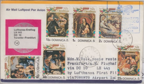 Dominica - Zuleitungspost Lufthansa Erstflug 1st-Flug Toronto - FFM 1975