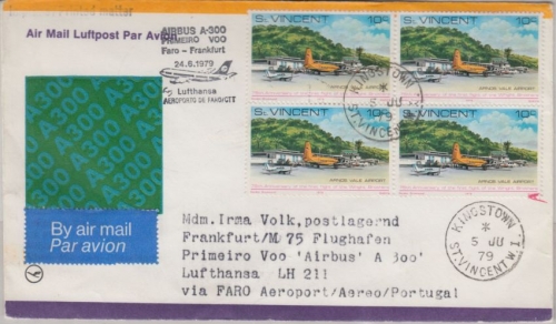 St. Vincent - Zuleitungspost LH 1st-Flug Faro - Frankfurt 1978