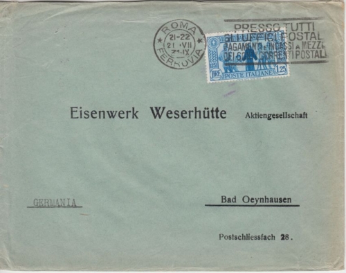 Italien - 1,25 L. Antonius v. Padua Brief Roma Bad Oeynhausen 1931