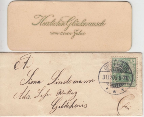 DR - Gildehaus 31.12.03 Minibriefchen Ortsbrief m. Neujahrsgrußkärtchen