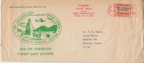 Ecuador - Panagra Pan American Grace Airways FDC 1951 Quito nach USA