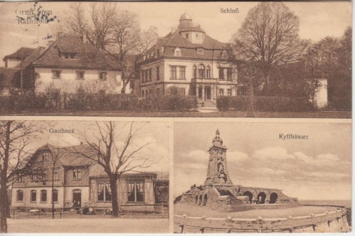 Thüringen - Frankenhausen Gruss v. Rathsfeld Gasthaus etc. sw-Mehrbild-AK 1925
