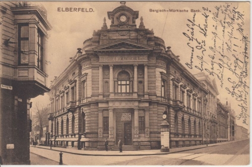 NRW - Elberfeld Bergisch-Märkische Bank sw-AK gelaufen 1911