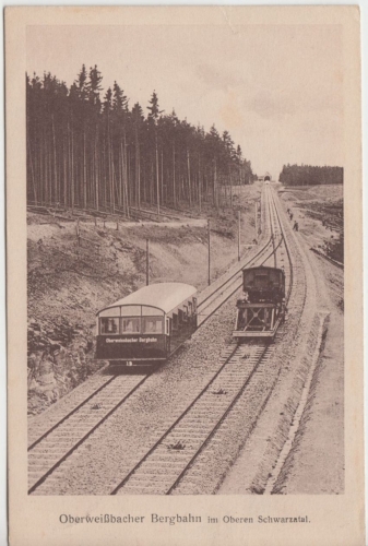 Thüringen - Oberweißbach Bergbahn sw-AK gelaufen 1923
