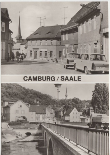 Thüringen - Camburg Saale sw-Mehrbild-Fotokarte Brücke Straße ungelaufen ca.1970