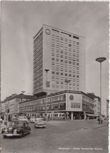 Bayern - München Hotel Deutscher Kaiser Kaufhaus Horn sw-Fotokarte gelaufen 1961
