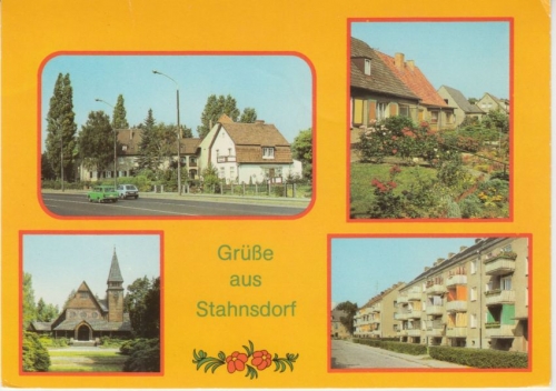 Brandenburg - Stahnsdorf farb. Mehrbild-Foto-AK Straßenansicht etc gelaufen 1989