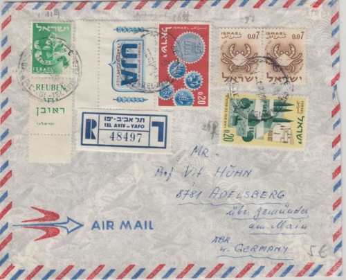 Israel - 20 A. Jüd. Appell u.a. Luftpost Einschreiben Tel Aviv 1963 n.